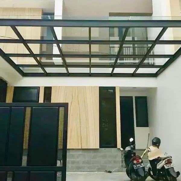 kanopi kaca tanpa tiang bsd tangerang selatan